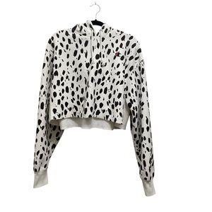 Champion Cropped Dalmatian Print Hoodie White/Black